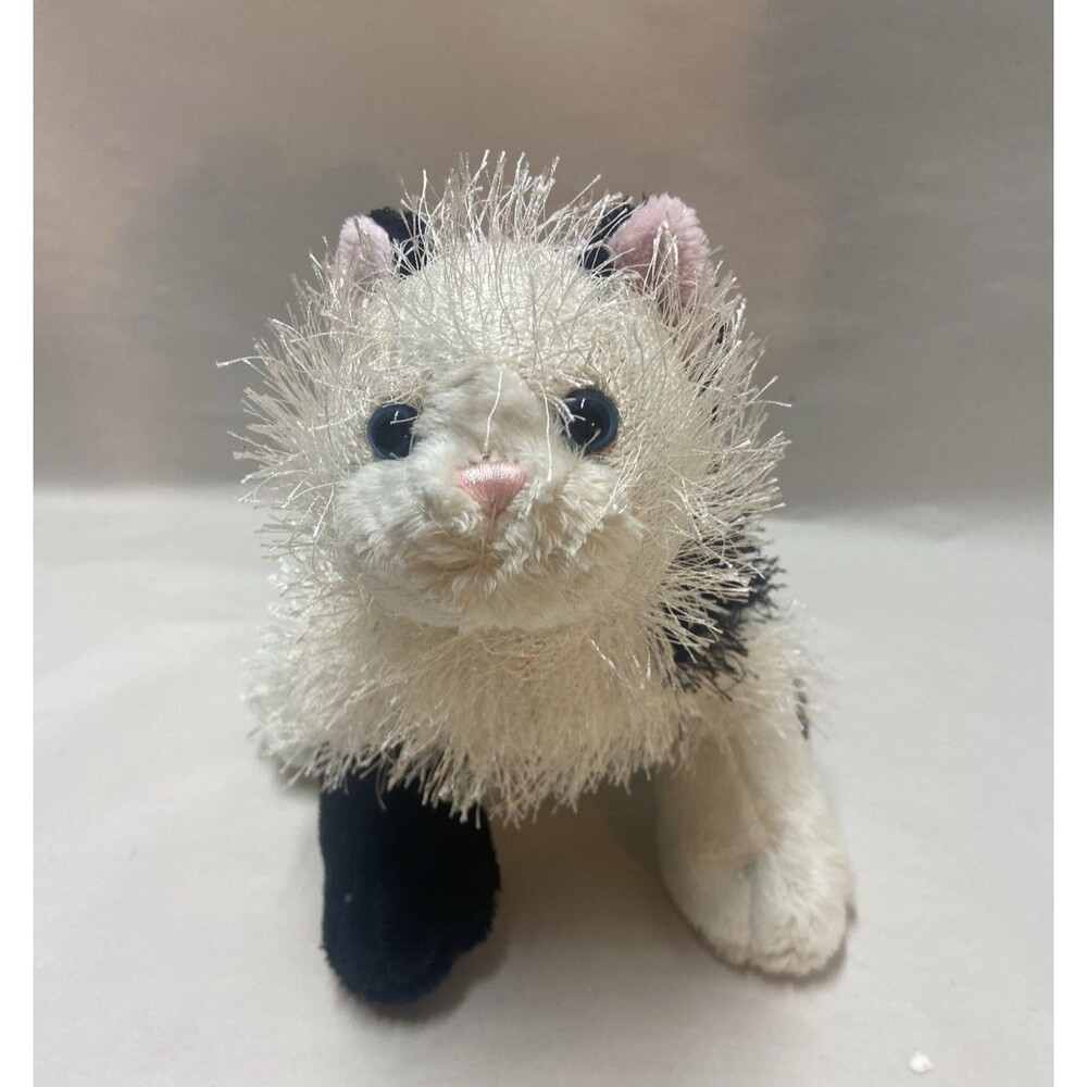 Ganz Webkinz Cat Plush Stuffed Animal White Black HM353 Retired 2007 6-14in